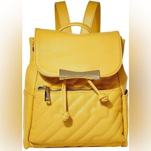 Betsy Johnson Yellow Mini Backpack Quilted Bow Drawstring